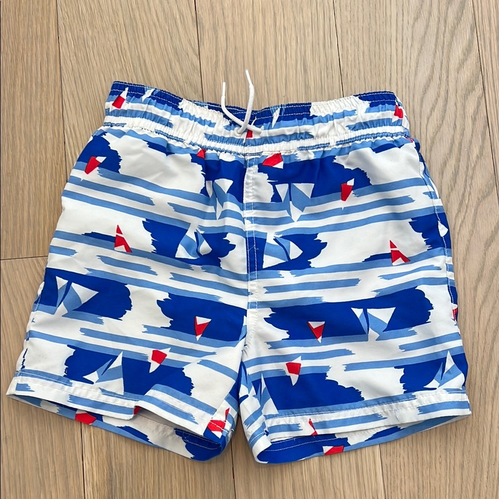 Janie and Jack Blue and Red Swim Trunks Vibrant Design